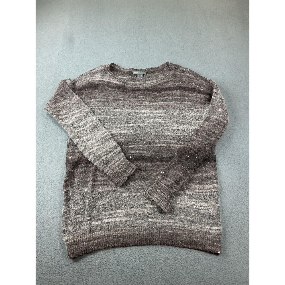 Vince Sweater Womens S Gray Mohair Wool Crew Neck Pullover Sequin Lightweight